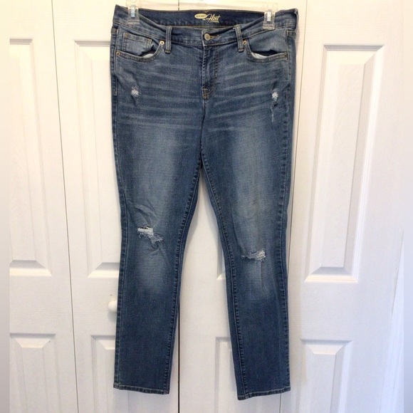 Old Navy Womens Medium Wash Distressed Mid Rise Flirt Skinny Jeans Size 10 - Picture 1 of 7